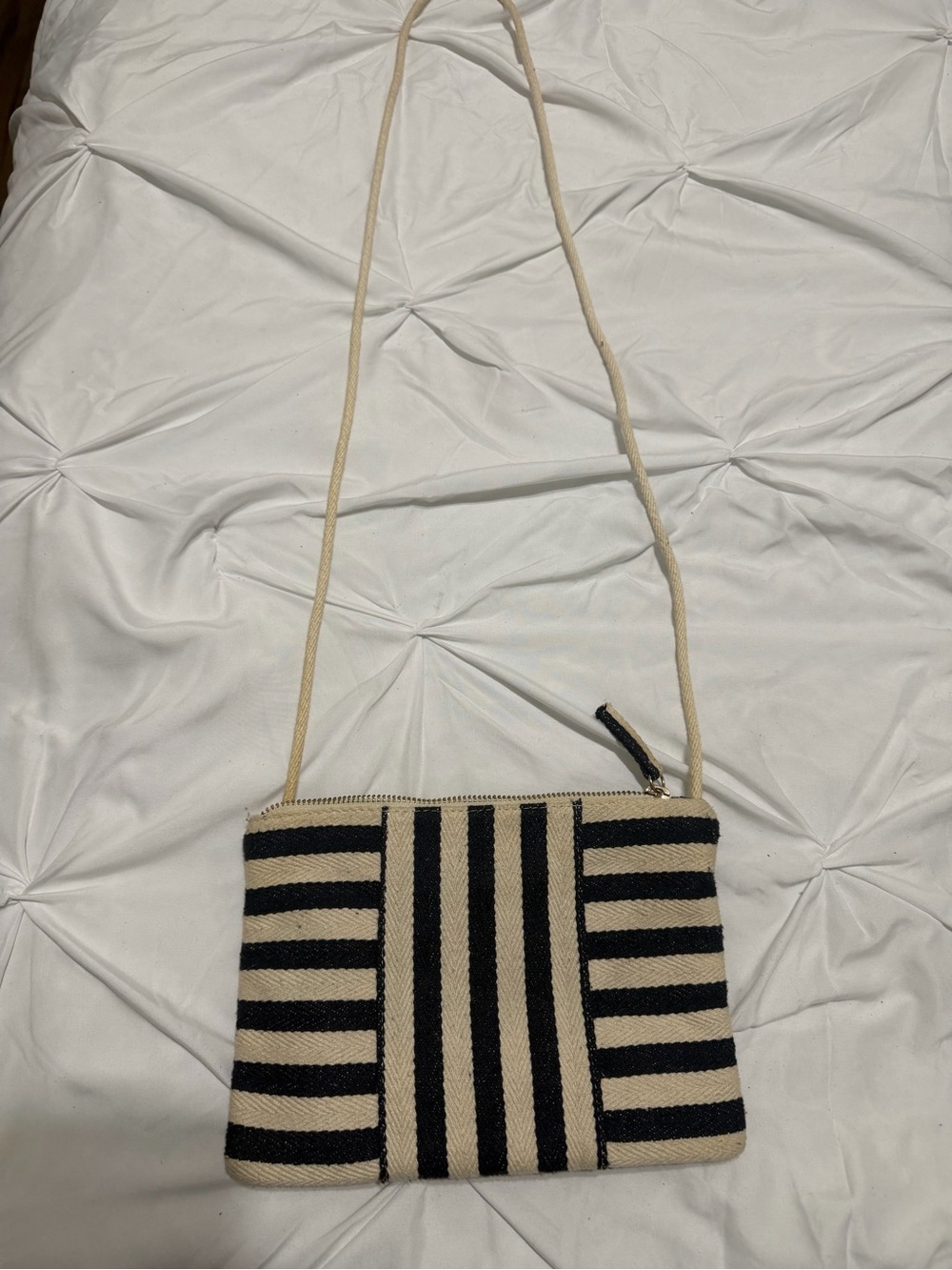 Striped Navy Blue and Cream Crossbody Bag